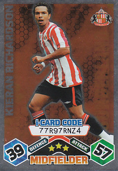 Kieran Richardson Sunderland 2009/10 Topps Match Attax i-Card Code #288